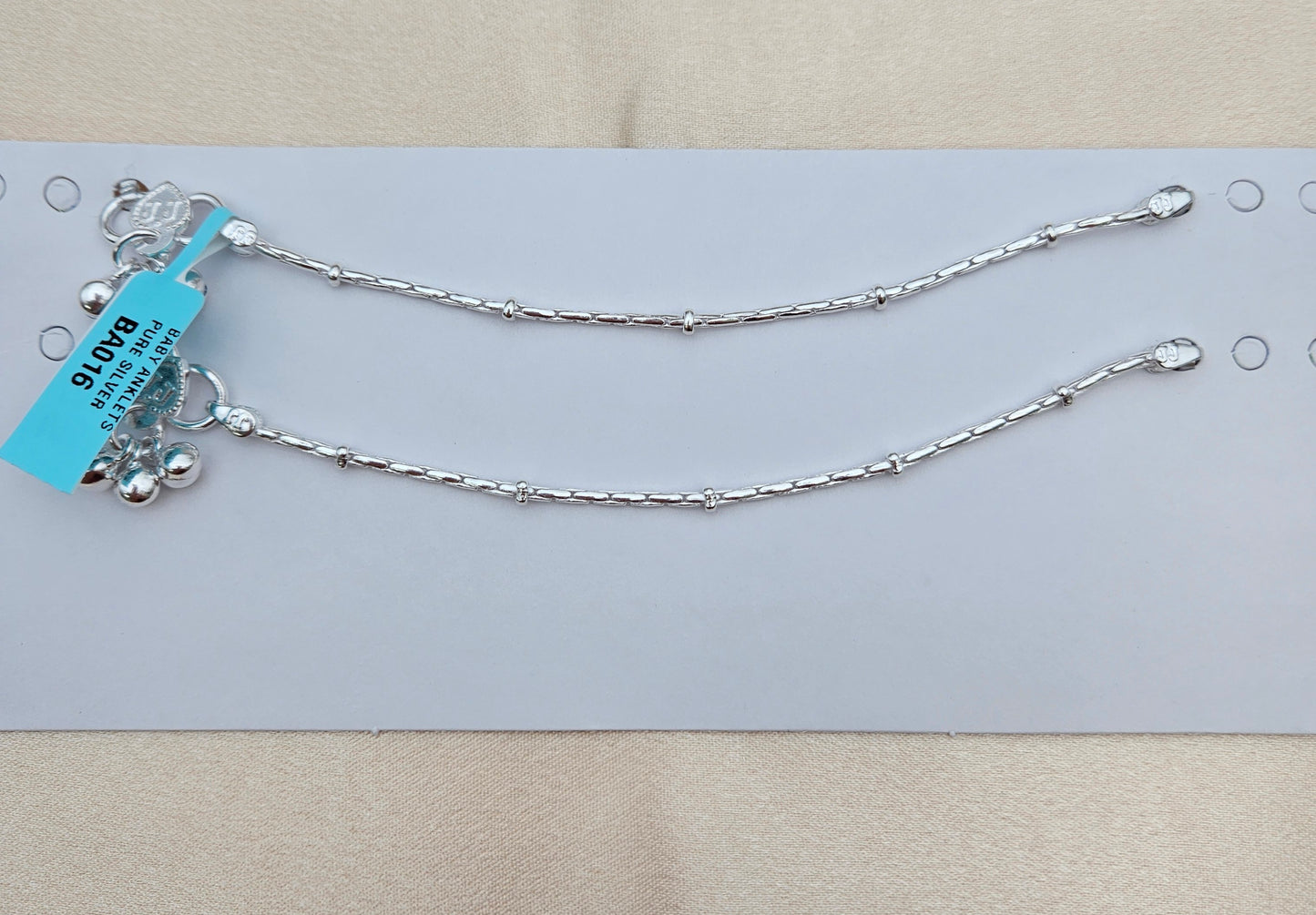 BABY SILVER ANKLETS SIZE 5.5 BA016
