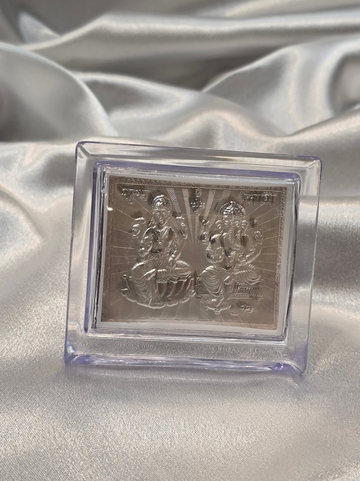 PURE SILVER LAKSHMI JI GANESH JI CAR-FRAME AC335