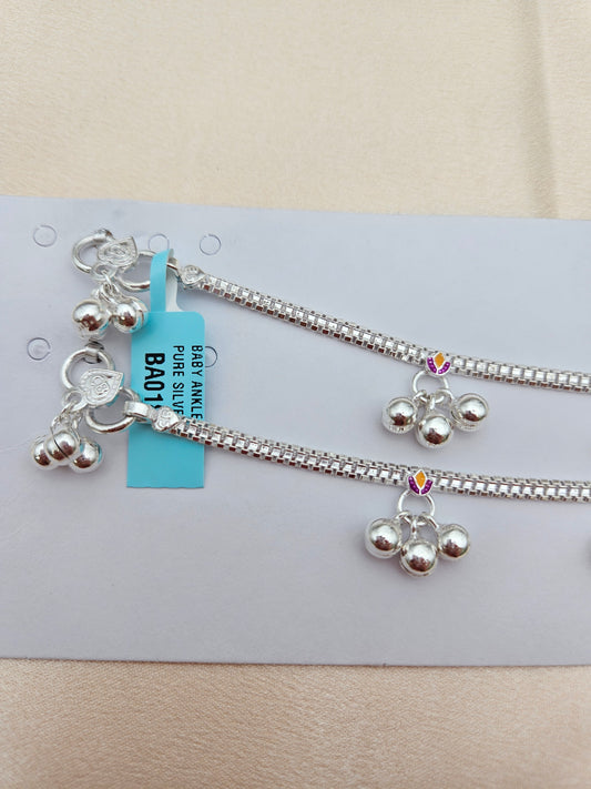 BABY SILVER ANKLETS 7 SIZE BA018