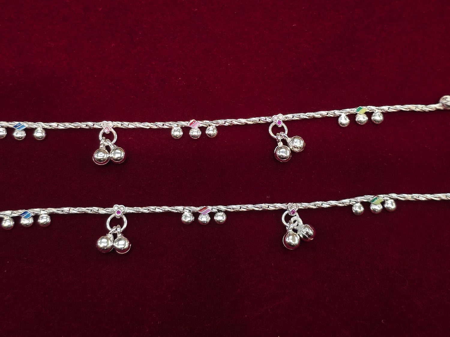 BABY SILVER ANKLETS SIZE 7 IN BJ141