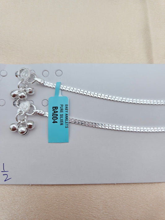 BABY SILVER ANKLETS 7.5 SIZE BA004
