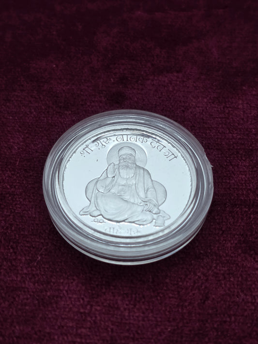 GURU NANAK DEV JI PURE SILVER COIN 5 GM