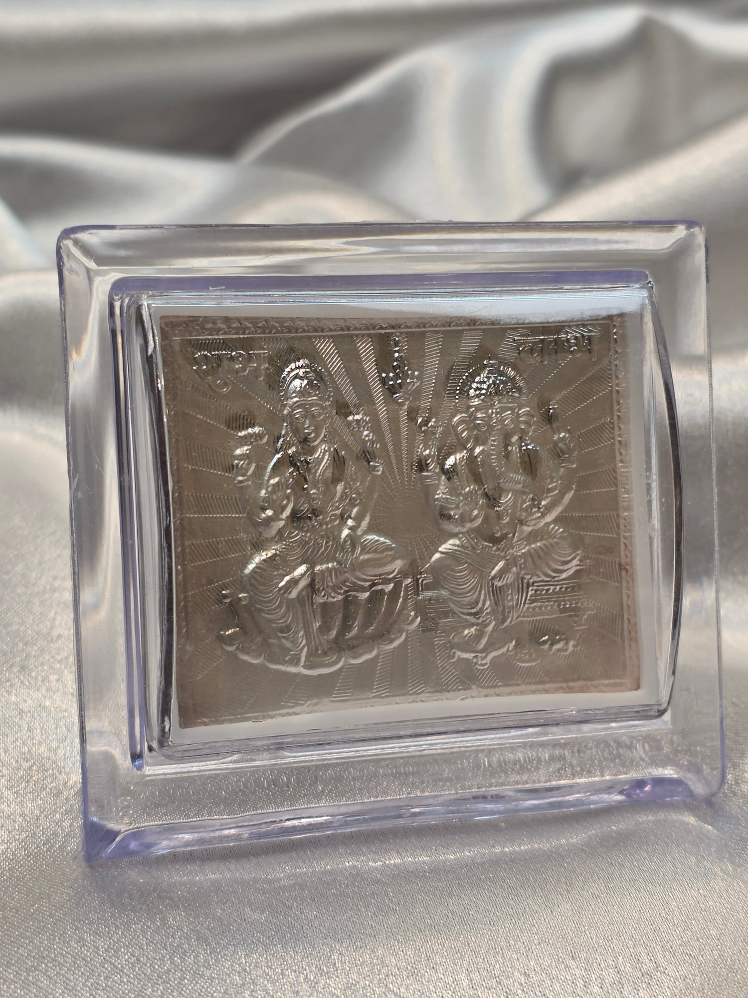 PURE SILVER LAKSHMI JI GANESH JI CAR-FRAME AC335