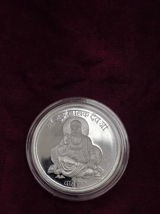 GURU NANAK DEV JI PURE SILVER COIN 20 GM