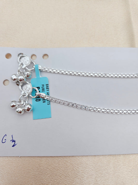 BABY SILVER ANKLETS 6.5 SIZE BA010