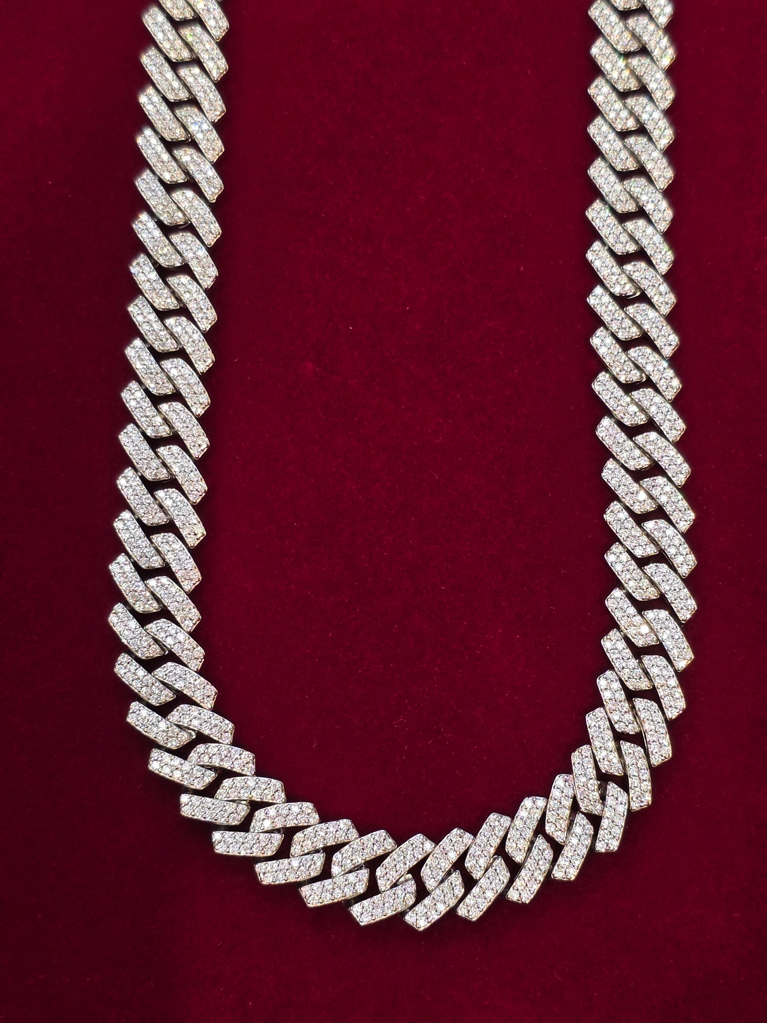 SILVER MOISSANITE CUBAN CHAIN MM003