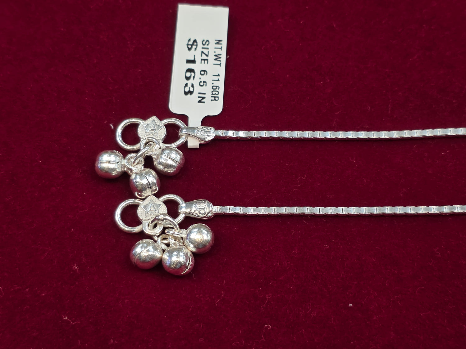 BABY SILVER ANKLETS SIZE 6.5 IN BJ082
