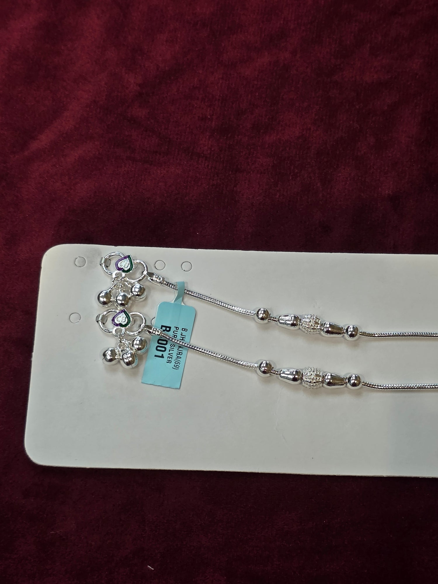 BABY SILVER ANKLETS SIZE 7.5 IN BJ001