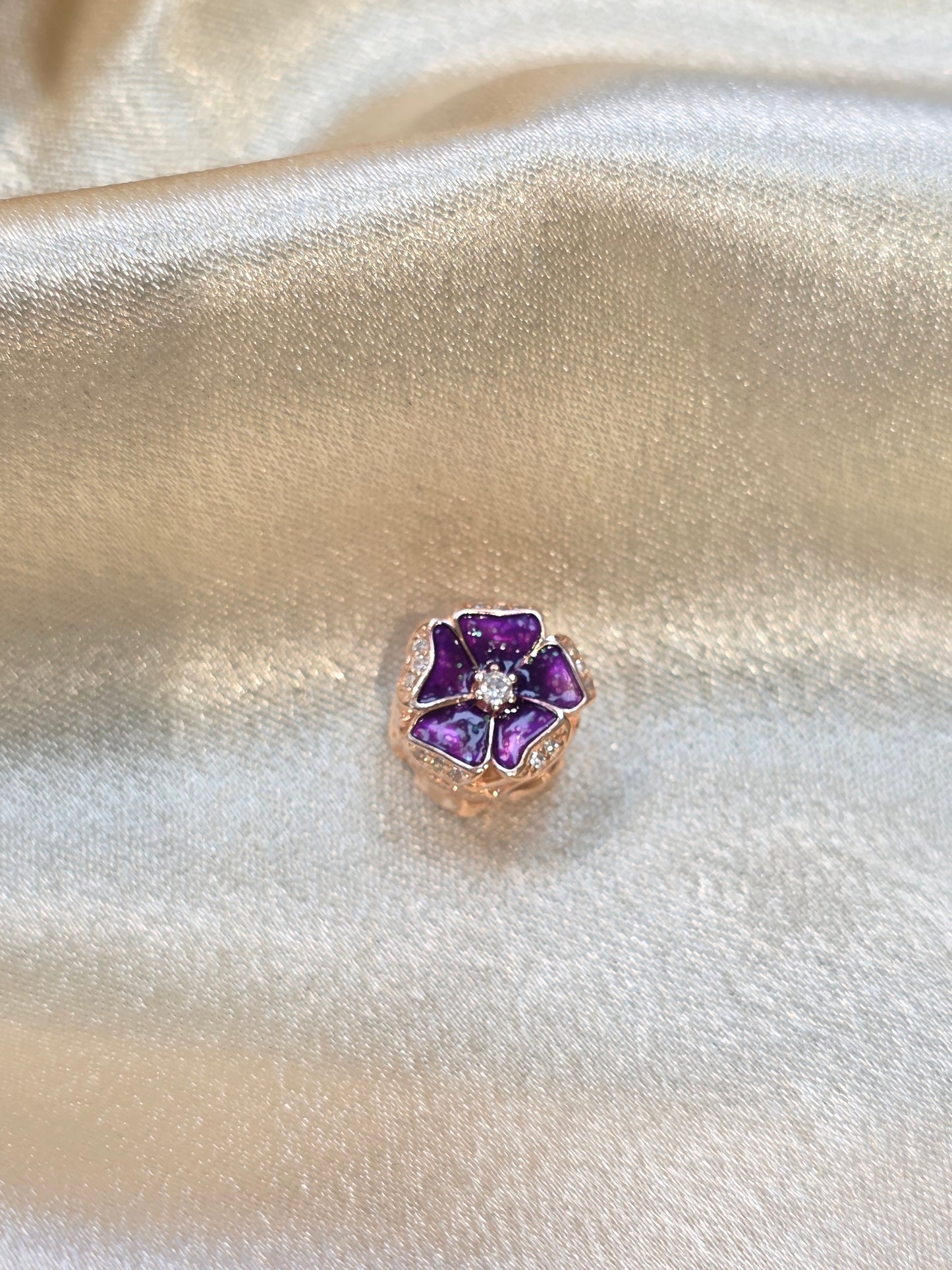 DEEP PURPLE PANSY FLOWER PANDORA CHARM PC139