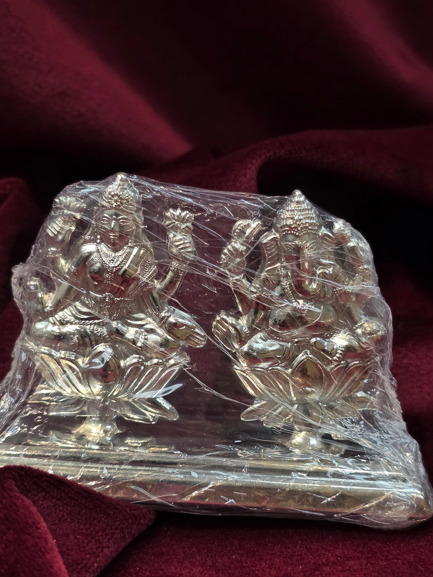 PURE SILVER LAKSHMI JI GANESH JI IDOL AC066