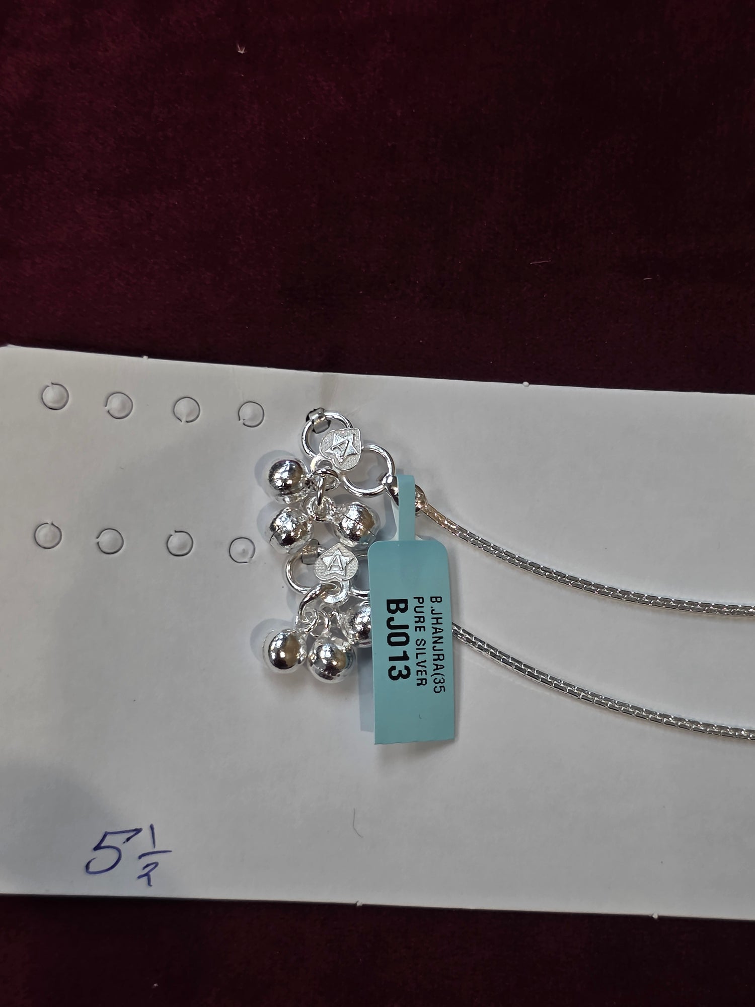 BABY SILVER ANKLETS SIZE 5.5 IN BJ013