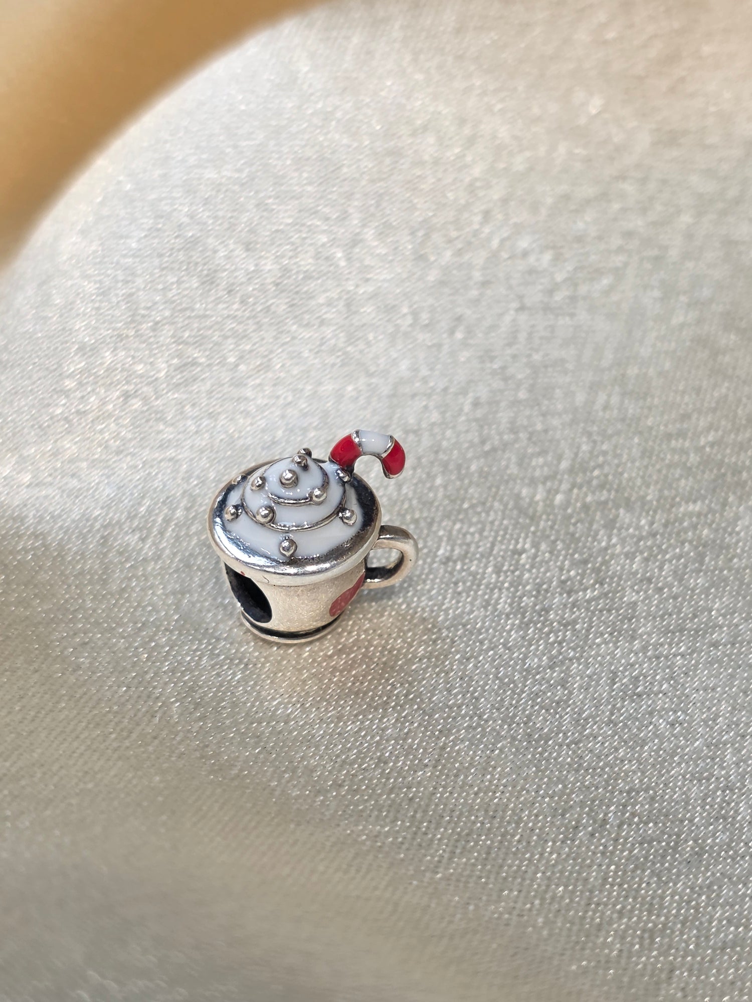 PANDORA COCOA AND CANDY CANE CHARM PC024