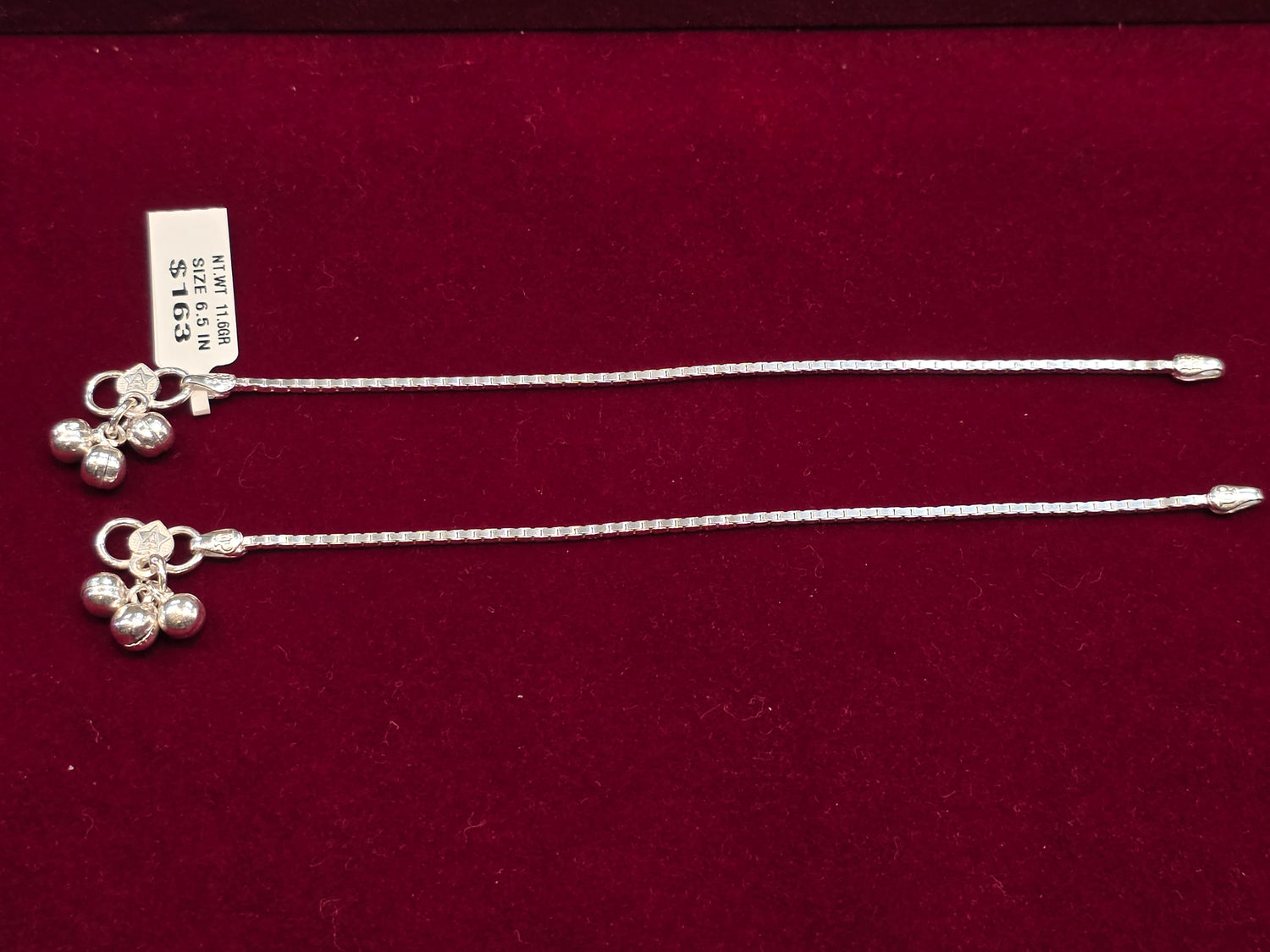 BABY SILVER ANKLETS SIZE 6.5 IN BJ082