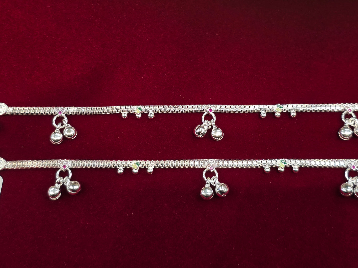BABY SILVER ANKLETS SIZE 7 IN BJ144