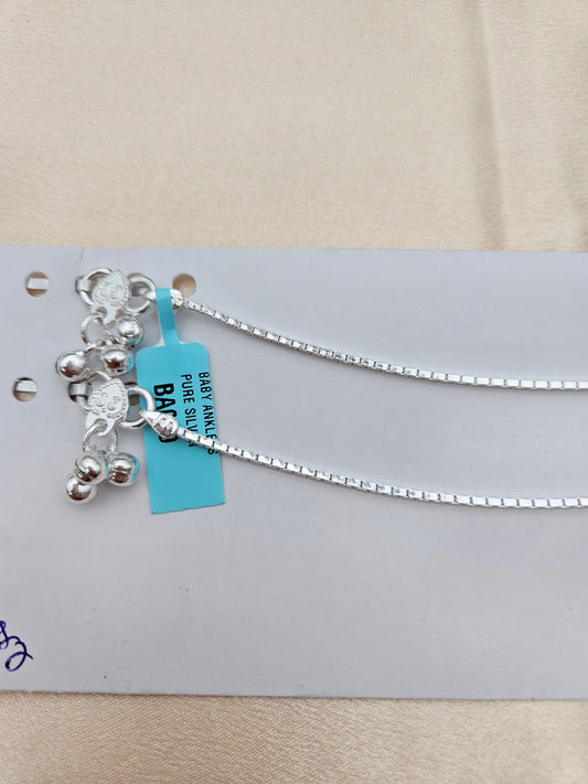 BABY SILVER ANKLETS 6.5 SIZE BA019