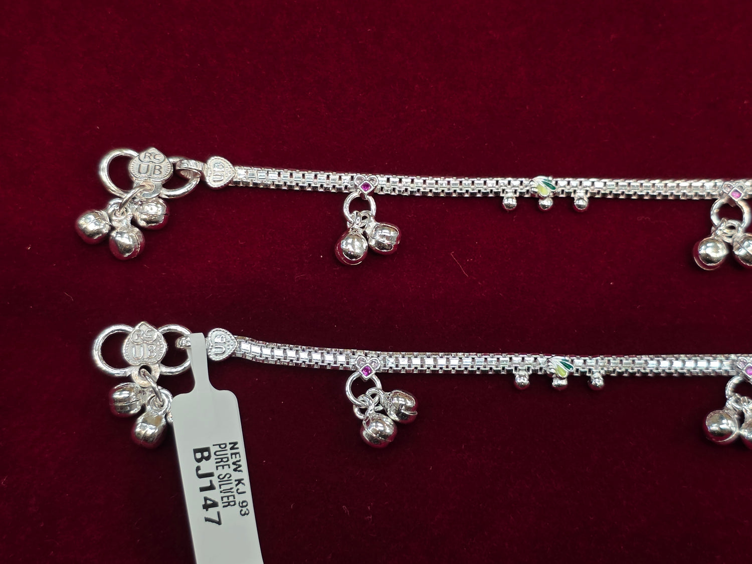 BABY SILVER ANKLETS SIZE 7 IN BJ147