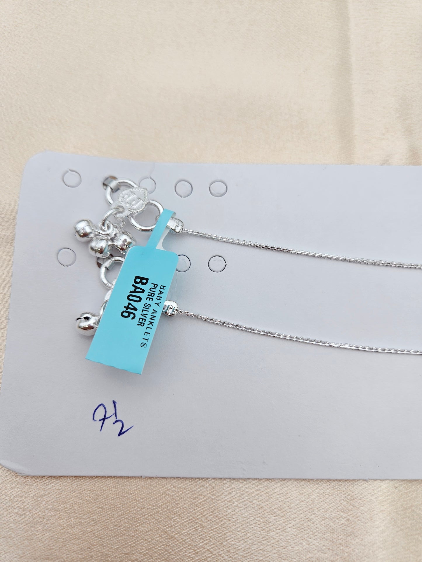 BABY SILVER ANKLETS SIZE 7.5 BA046