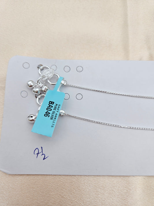 BABY SILVER ANKLETS SIZE 7.5 BA046