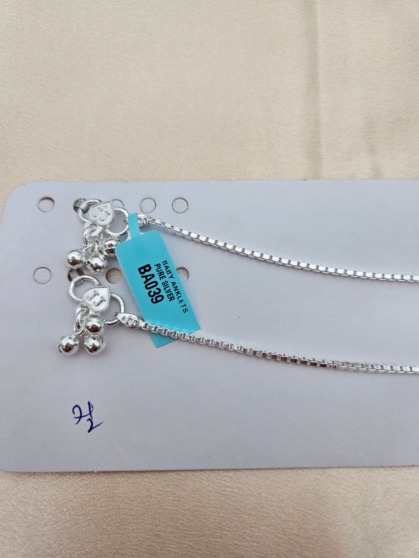 BABY SILVER ANKLETS SIZE 7.5 BA039