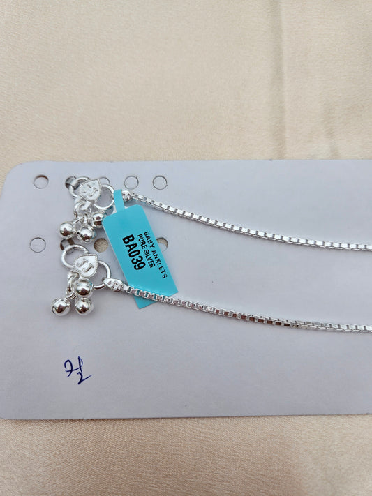 BABY SILVER ANKLETS SIZE 7.5 BA039