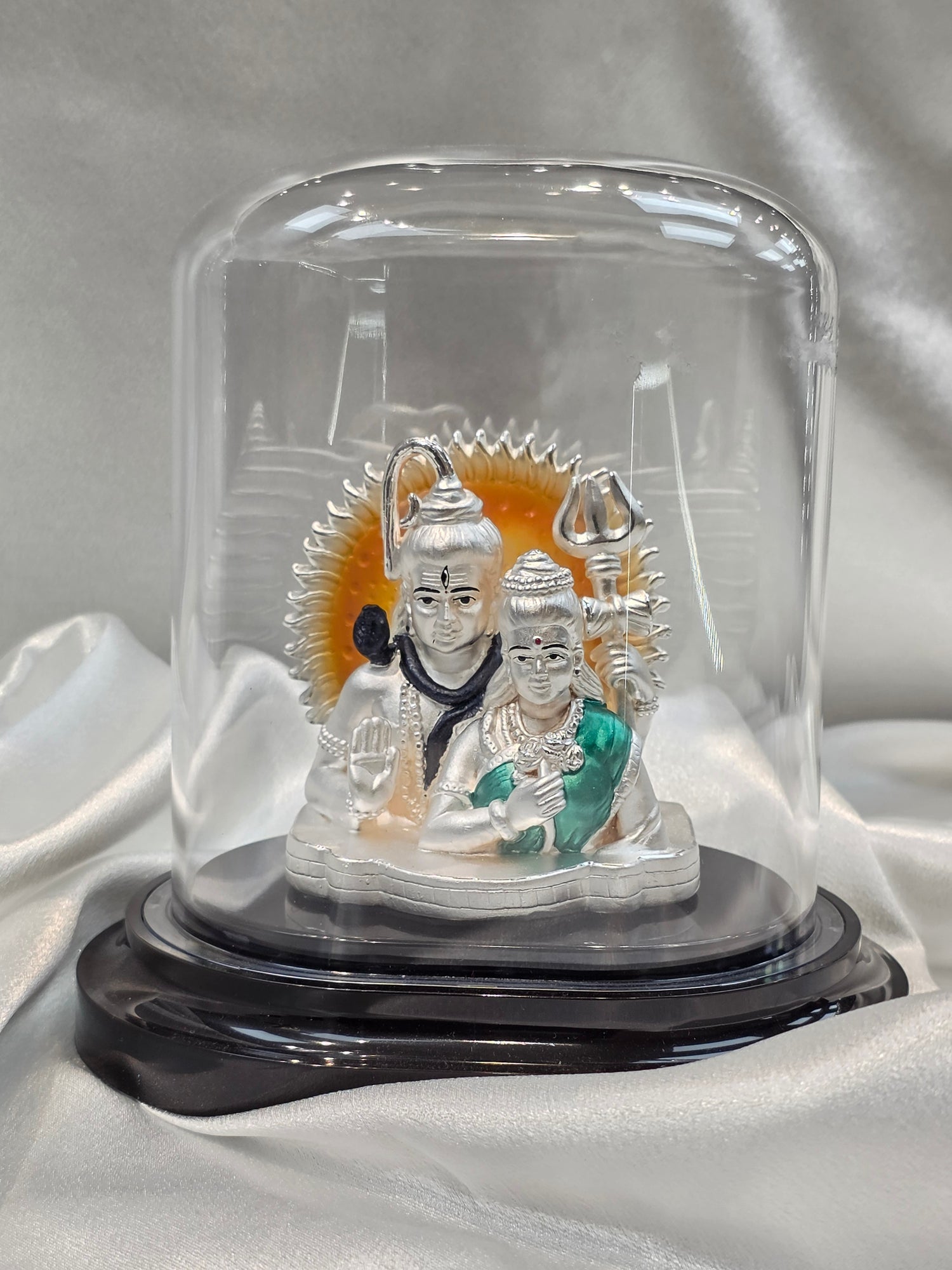 PURE SILVER SHIV-PARVATI JI FRAME IDOL AC298