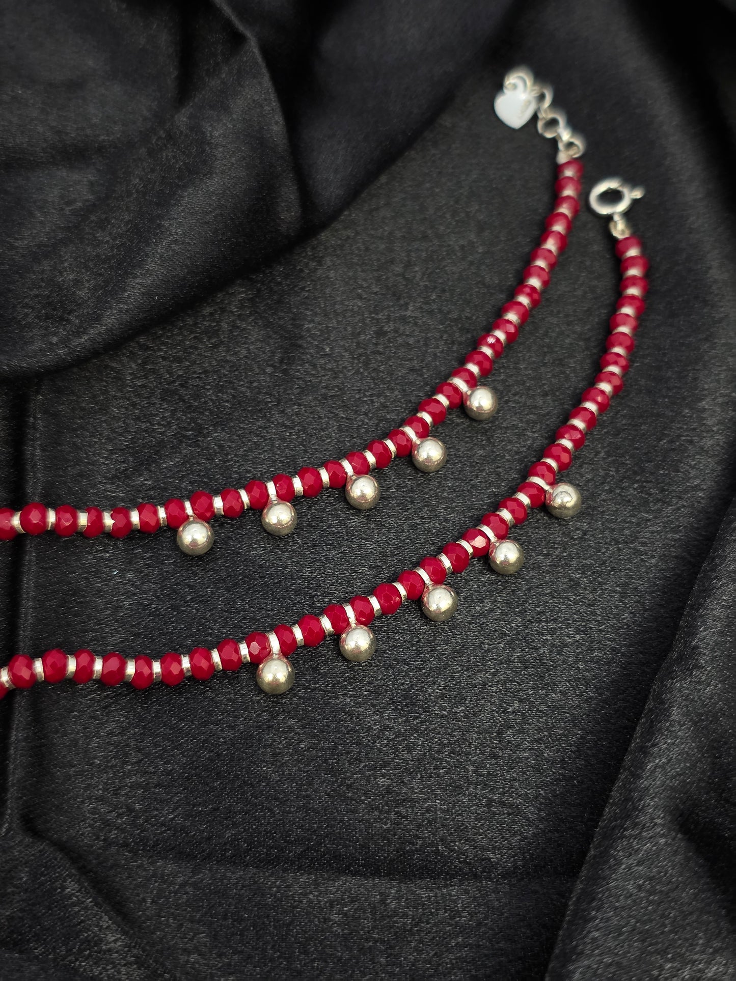 BABY SILVER ANKLETS SIZE 7 BA002