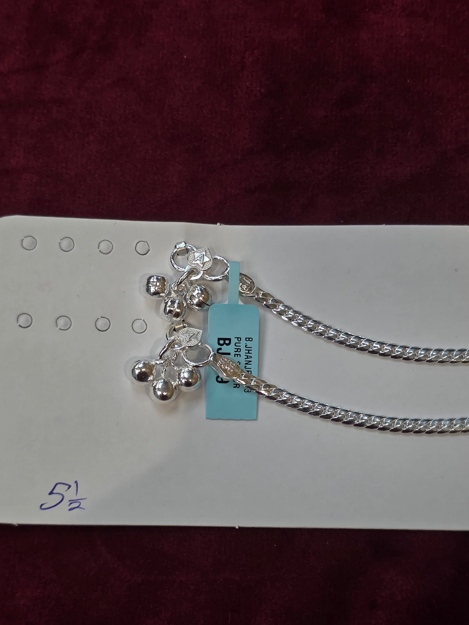 BABY SILVER ANKLETS SIZE 5.5 IN BJ019