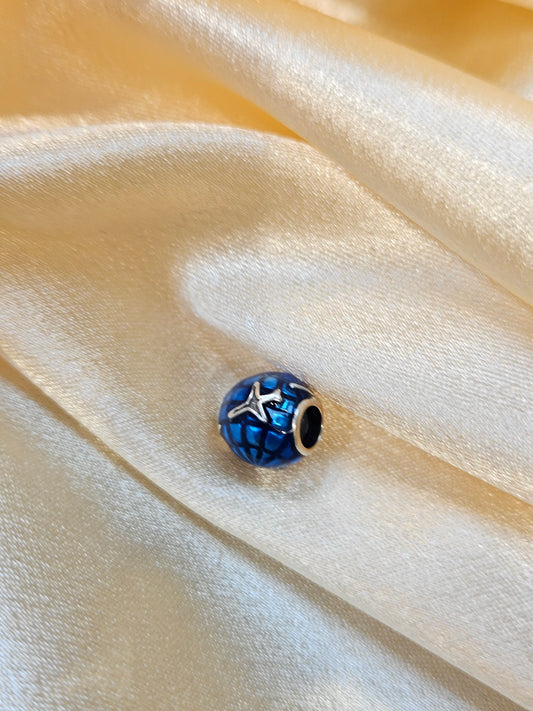 BLUE ROUND PANDORA CHARM PC312