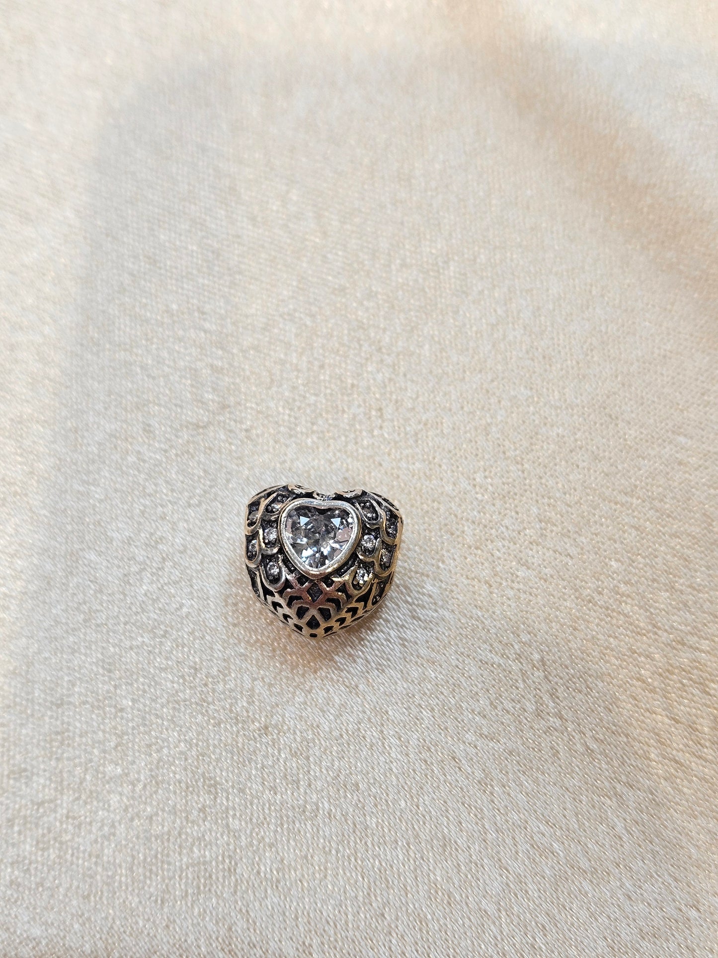 CLEAR ZIRCONIA HEART SPACER PANDORA CHARM PC327