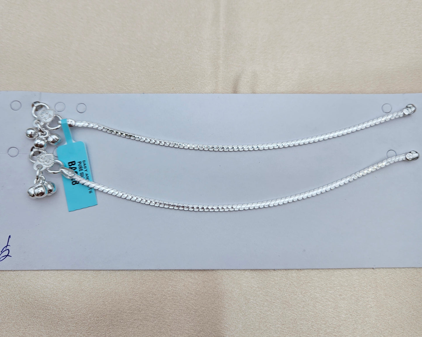 BABY SILVER ANKLETS SIZE6.5 BA028