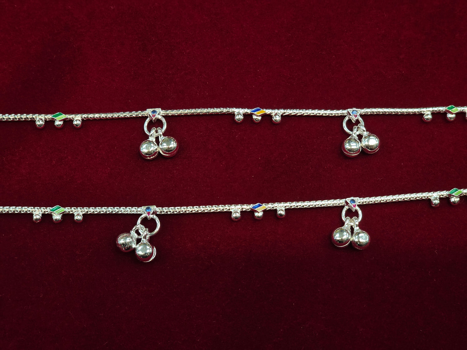 BABY SILVER ANKLETS SIZE 7 IN BJ143