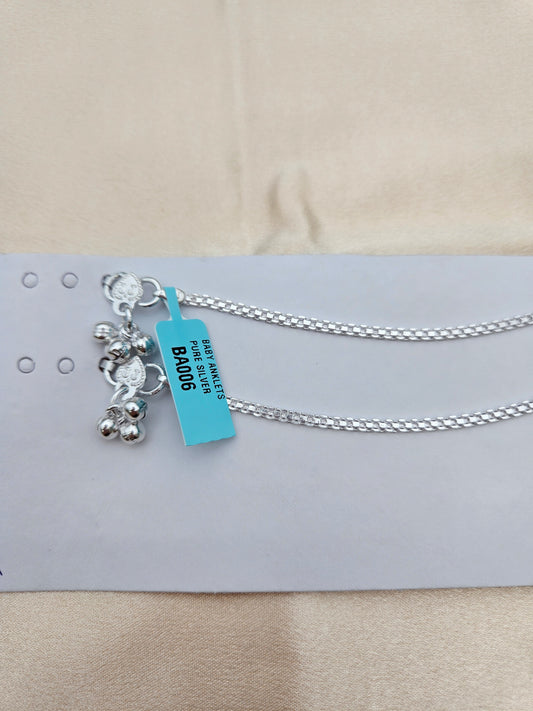 BABY SILVER ANKLETS SIZE 5.5 BA006