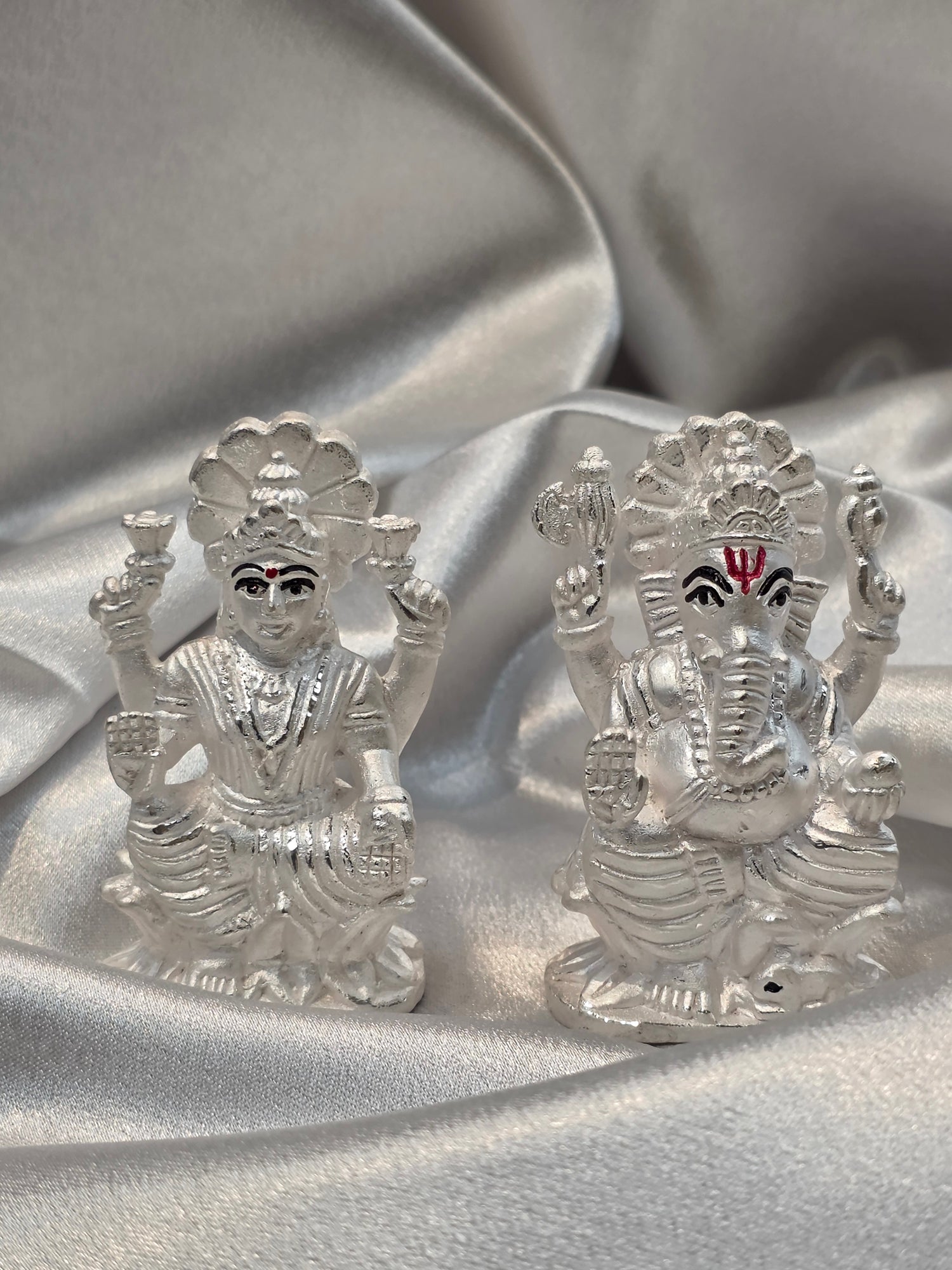 PURE SILVER LAKSHMI JI GANESH JI IDOL AC324