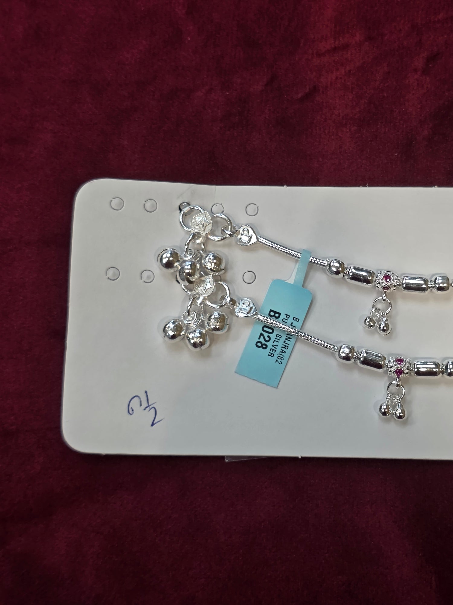 BABY SILVER ANKLETS SIZE 6.5 IN BJ028