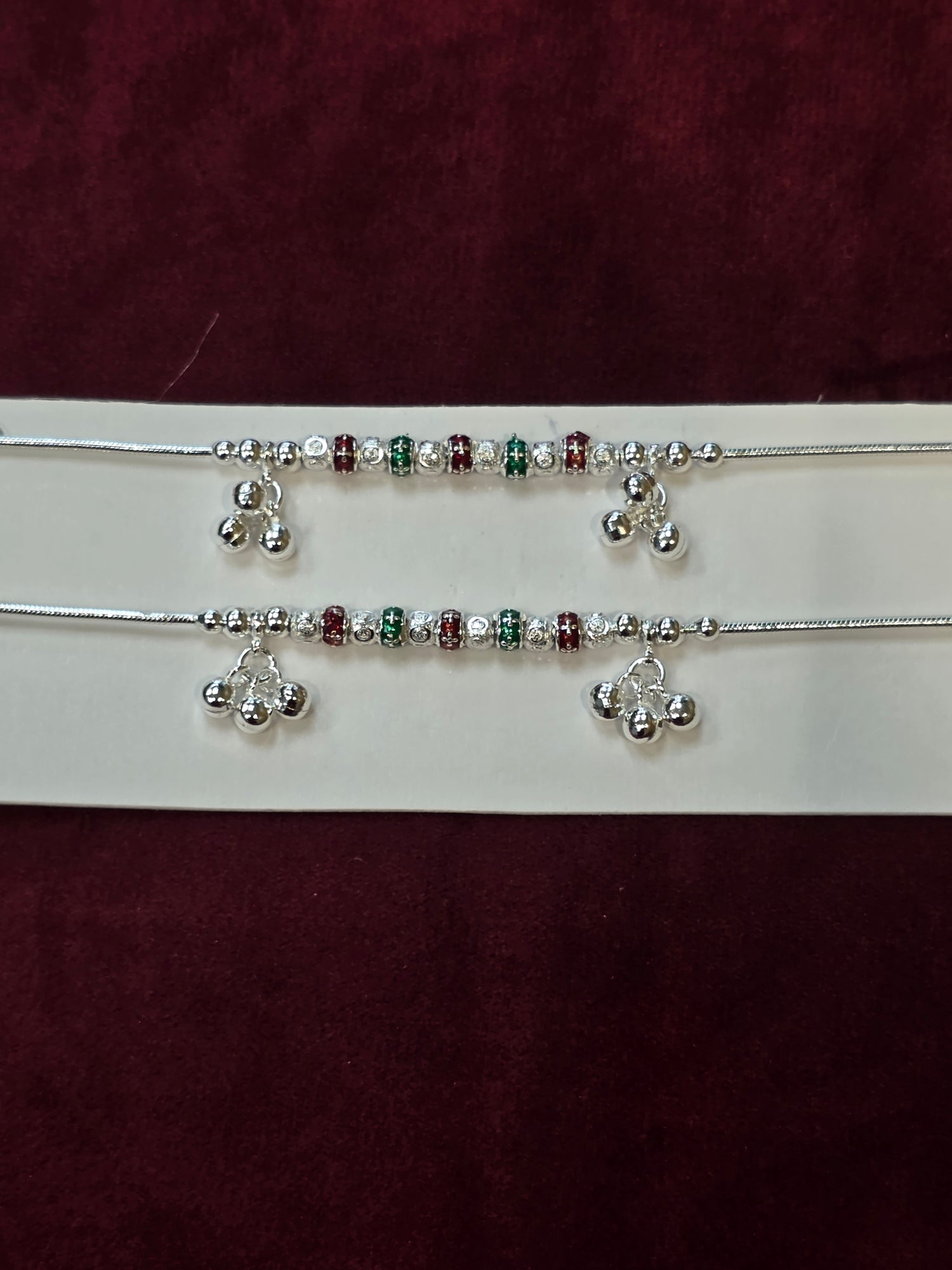BABY SILVER ANKLETS SIZE 7.5 IN BJ076