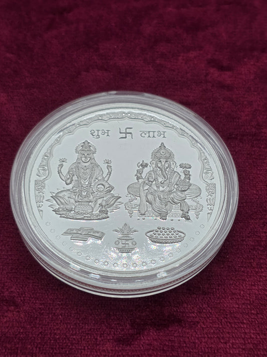 GANESH & LAKSHMI JI PURE SILVER COIN 50GM