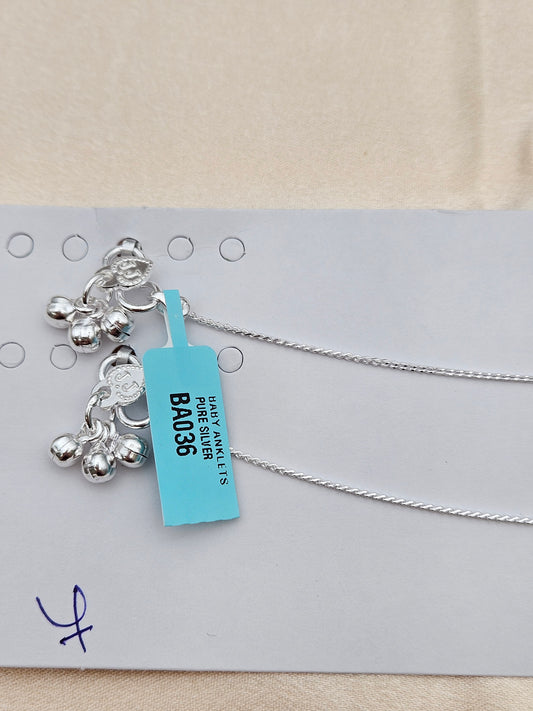 BABY SILVER ANKLETS 7.0 SIZE BA036