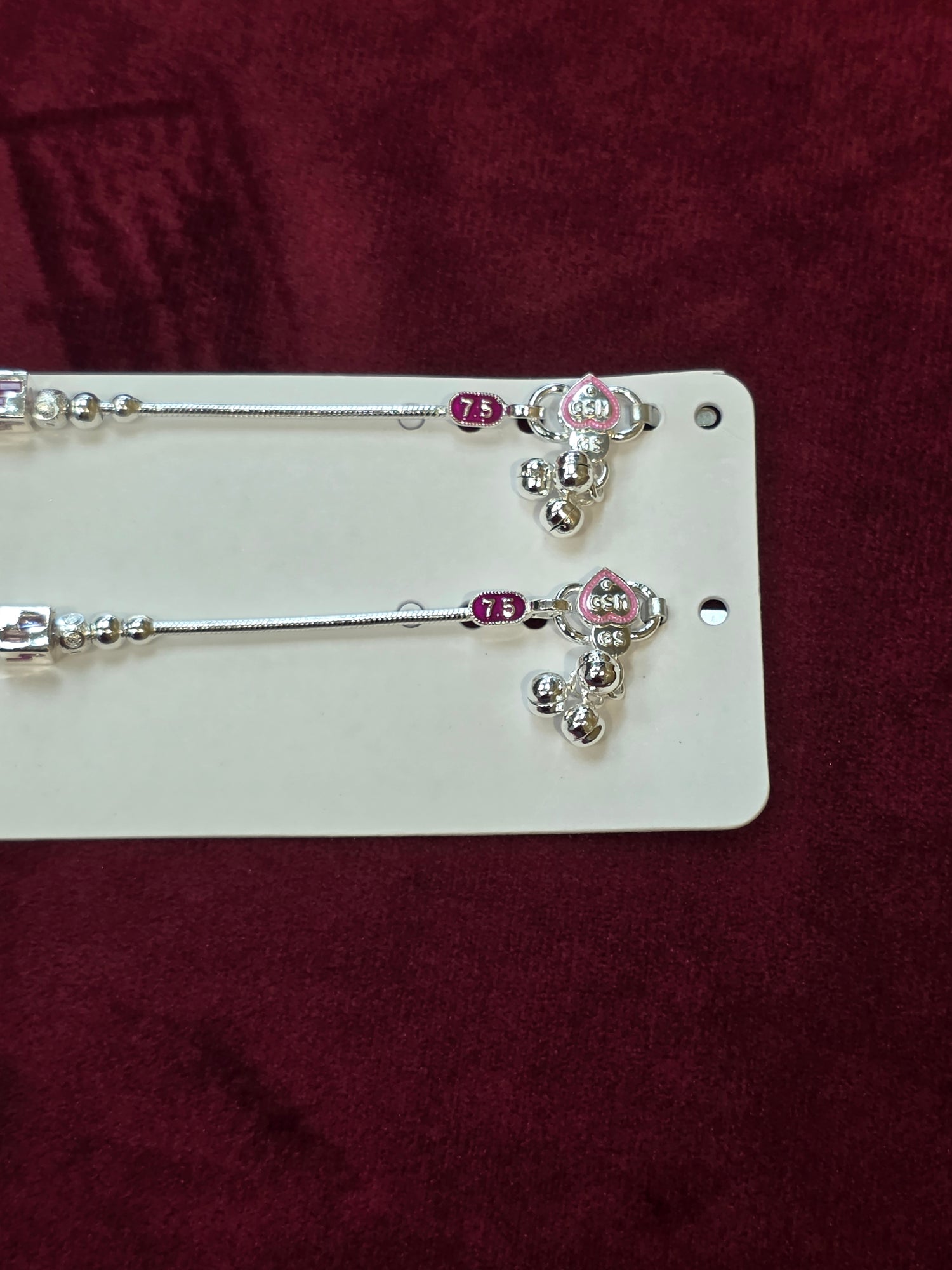 BABY SILVER ANKLETS SIZE 7.5 IN BJ072