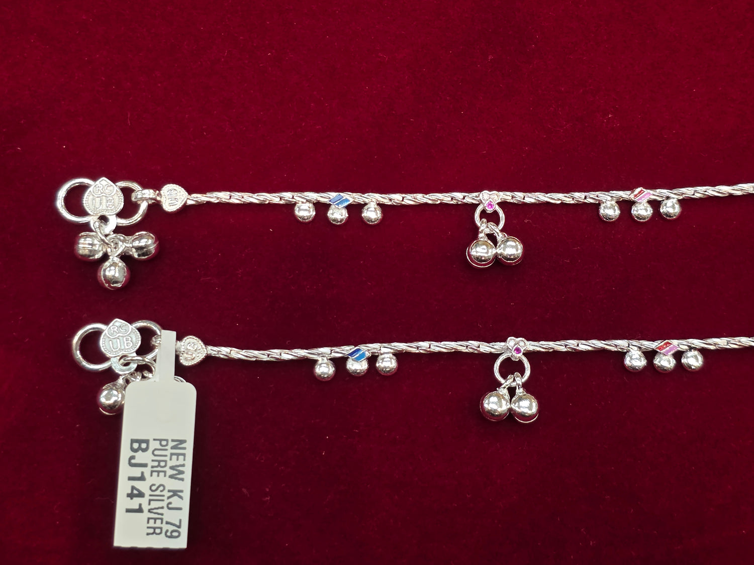 BABY SILVER ANKLETS SIZE 7 IN BJ141