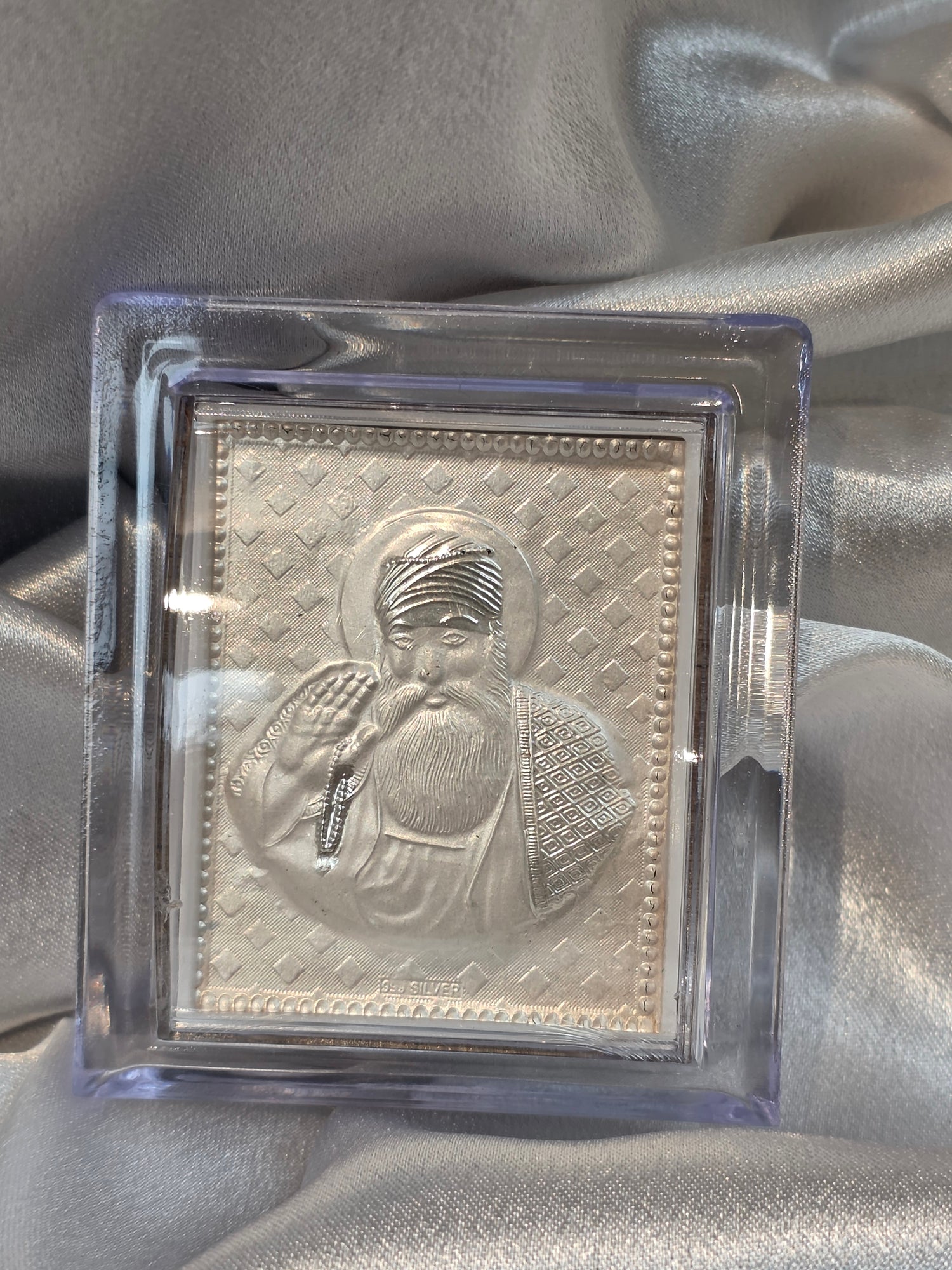 PURE SILVER GURU NANAK DEV JI CAR-FRAME AC331