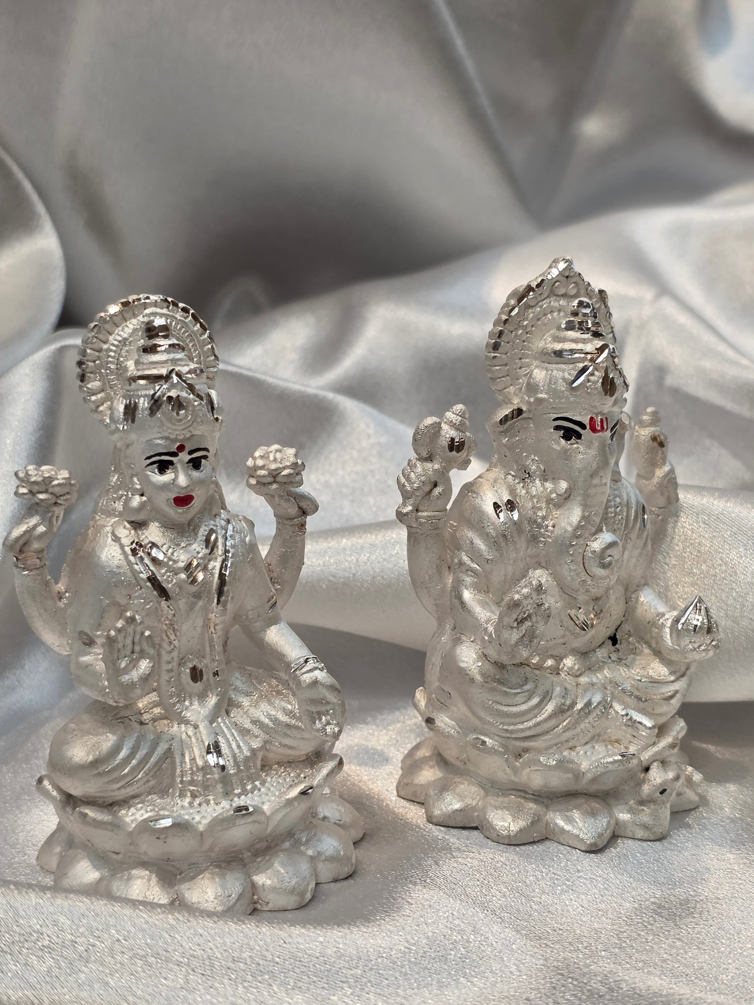 PURE SILVER LAKSHMI JI GANESH JI IDOL AC263