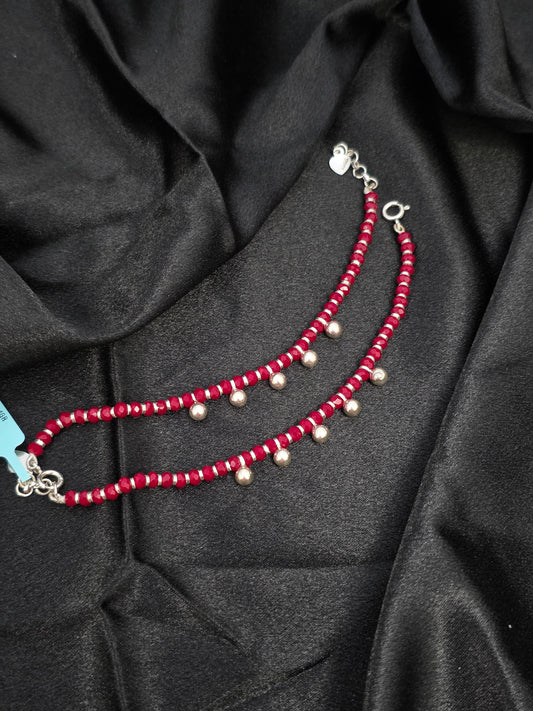BABY SILVER ANKLETS SIZE 7 BA002
