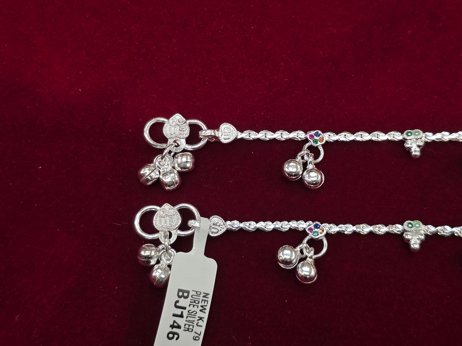 BABY SILVER ANKLETS SIZE 7 IN BJ146