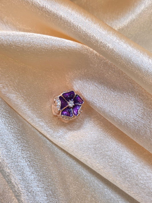 DEEP PURPLE PANSY FLOWER PANDORA CHARM PC138