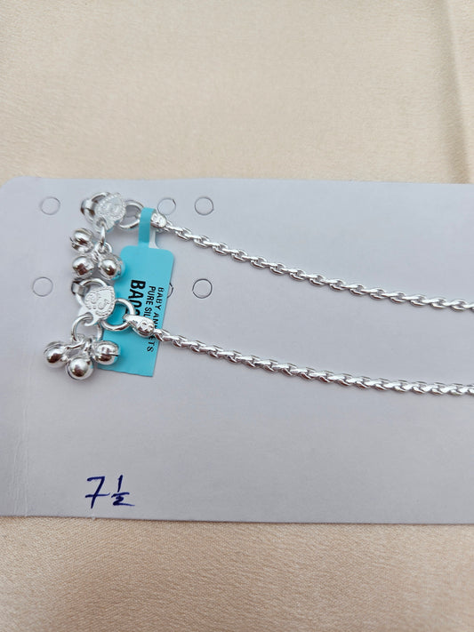 BABY SILVER ANKLETS 7.5 SIZE BA023